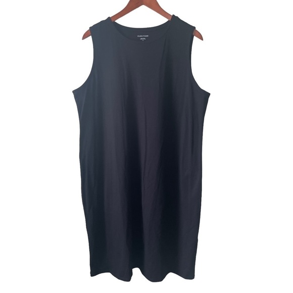EILEEN FISHER Organic Cotton Knit Tank Dress In Black 1X NWT - Picture 2 of 12